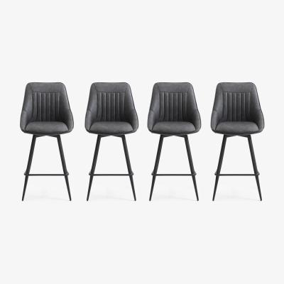 Furniture Village Crete Set of 4 Faux Leather Swivel Bar Stools