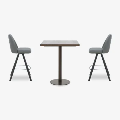 Furniture Village Jupiter Small Table with 2 Swivel Bar Stools - Grey
