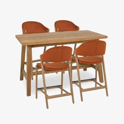 Furniture Village Stratford Table and 4 Bar Stools - Rust