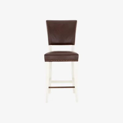 Furniture Village Pattern Bar Stool - White Legs/Espresso Faux Leather
