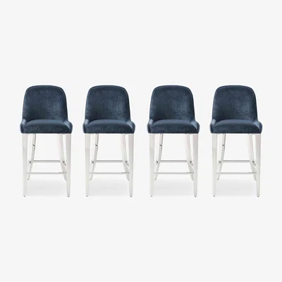 Furniture Village Gabana Set of 4 Velvet Bar Stools - Blue