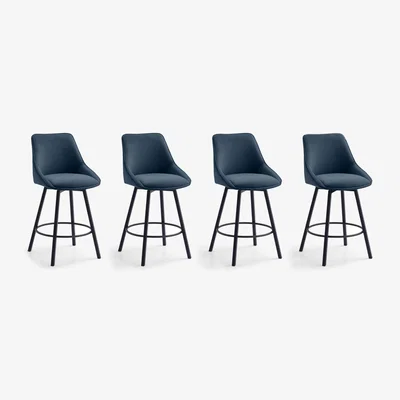 Furniture Village Veja Set of 4 Swivel Bar Stools - Blue