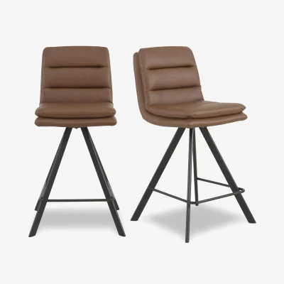 Furniture Village Bodahl - Njord Pair of Faux Leather Swivel Bar Stools