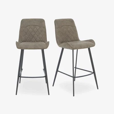 Furniture Village Warrior Pair of Standard Bar Stools - Taupe