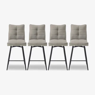 Furniture Village Germain Set of 4 Swivel Bar Stools - Taupe