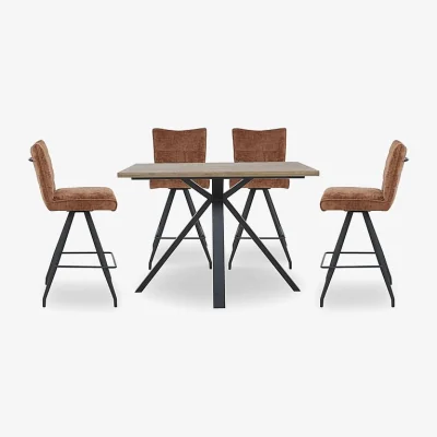 Furniture Village Saturn Table and 4 Bar Stools - Rust