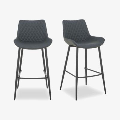Furniture Village Ion Pair of Faux Leather Bar Stools - Dark Grey