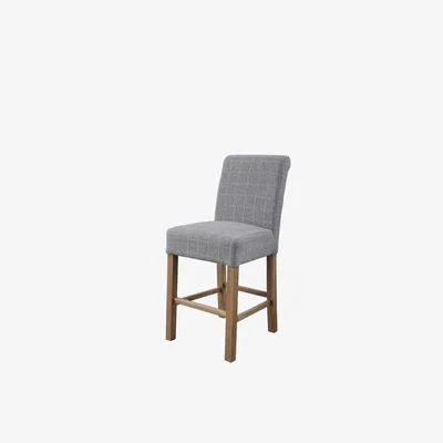 Furniture123 Check Grey Fabric Bar Stool