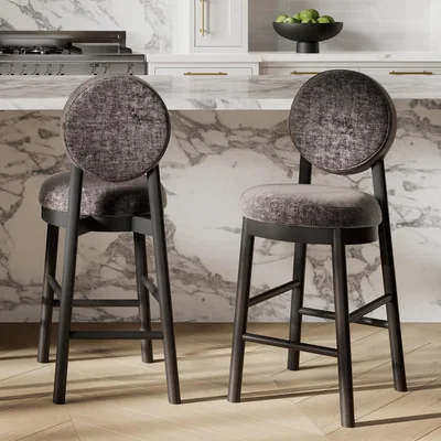Furniture123 Black Upholstered Kitchen Counter Stool - Maru