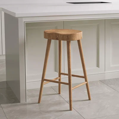 Furniture123 Solid Oak Kitchen Stool - 70cm - Rayne