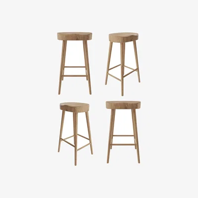 Furniture123 Set of 4 Solid Oak Kitchen Stools - 70cm - Rayne