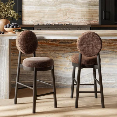 Furniture123 Brown Upholstered Kitchen Counter Stool - Maru
