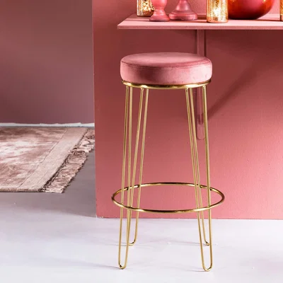 Graham & Green Gatsby Pink Velvet Bar Stool