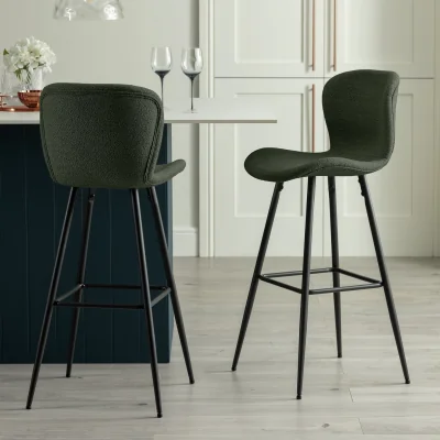 Habitat Habitat Etta Pair of Fabric Bar Stools - Green