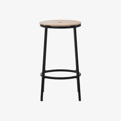 Heal's Normann Copenhagen Circa Barstool Oak Seat Black Steel Legs - Heal's UK Furniture