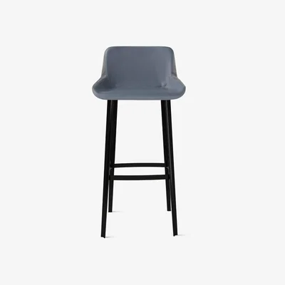 Heal's Amura Panis Barstool Leather Donoussa 01 Metal Base Ral 9005 - Heal's UK Furniture