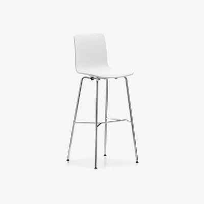 Heal's Vitra Hal Bar Stool White Shell Chrome Base High - Heal's UK Furniture