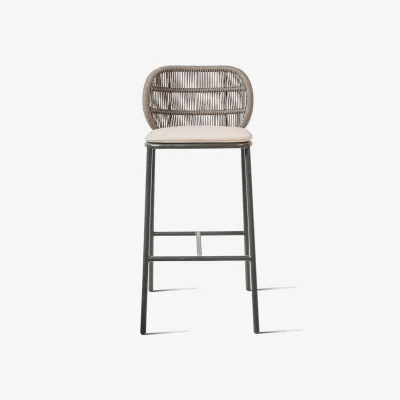 Heal's Vincent Sheppard Kodo Outdoor Barstool Fossil Grey with Almond Seat Cushion 76cm