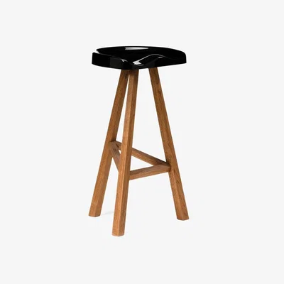Heal's Established & Sons Heidi Barstool Wood Base Gloss Black Seat - Heal's UK Furniture