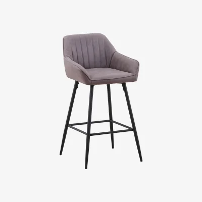 Homebase Archer Faux Leather Bar Stool - Elephant Grey