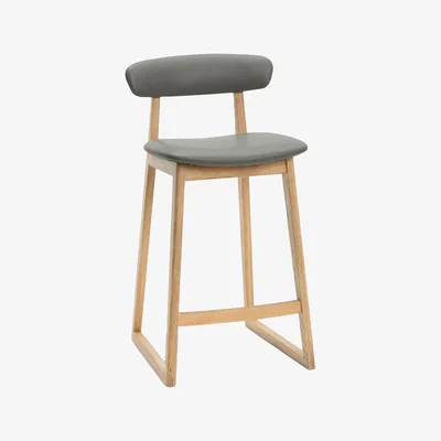 John Lewis John Lewis & Partners Reflex Faux Leather Bar Chair, Taupe/Oak