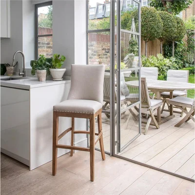 John Lewis One.World Bar Stool, Beige/Oak