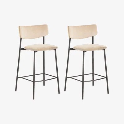 John Lewis ANYDAY John Lewis & Partners Motion Corduroy Upholstered Bar Stools, Set of 2