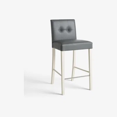 John Lewis John Lewis & Partners Simone Faux Leather Bar Chair, Dark Grey, FSC Certified (Beech Wood)