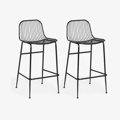John Lewis ANYDAY John Lewis & Partners Metal Bar Stools, Set of 2, Black