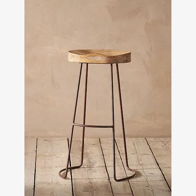 John Lewis Nkuku Loko Mango Wood Tall Stool, Natural/Rust