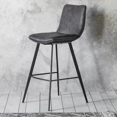 Knees Patsey Faux Leather Bar Stool - Grey (Set of 2)