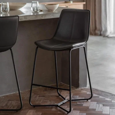 Knees Hawkley Faux Leather Bar Stool - Charcoal (Set of 2)