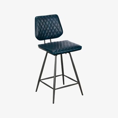 Knees Clay Faux Leather Bar Stool - Blue