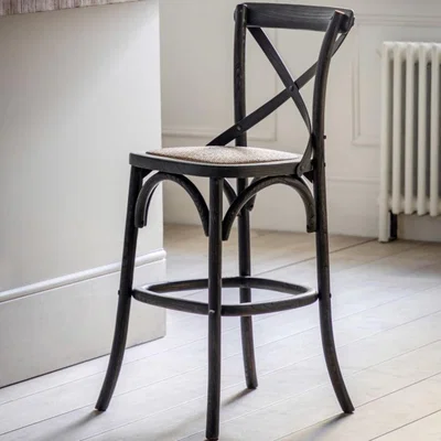 Knees Cafe Oak Bar Stool (Set of 2) - Black