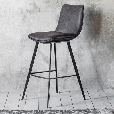 Knees Palmer Faux Leather Bar Stool - Grey (Set of 2)
