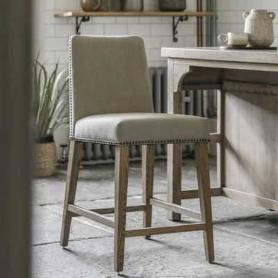 Knees Rex Oak Bar Stool (Set of 2) - Cement