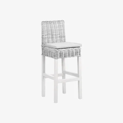 Knees Wilton Wicker Bar Stool - White Wash Wicker
