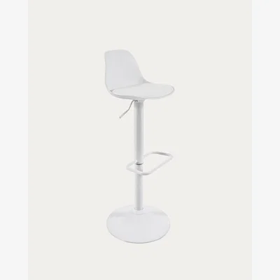 Kave Home Orlando-T barstool white synthetic leather and matt white steel 60-82 cm