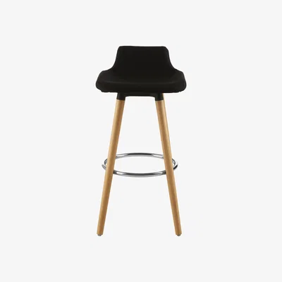 La Redoute Bar Stool in Black Fabric with Beech Wood Legs