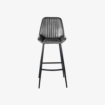 La Redoute Retro Leather Stool with Iron Legs