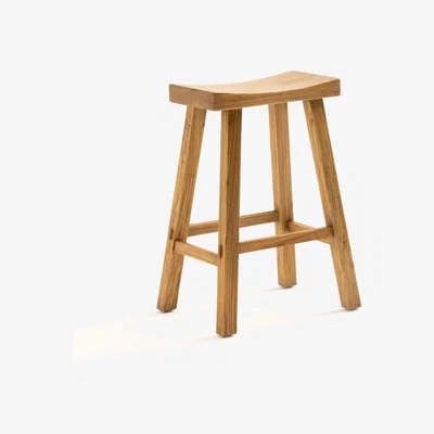 La Redoute Asayo Bar Stool in Solid Elm, H65 cm