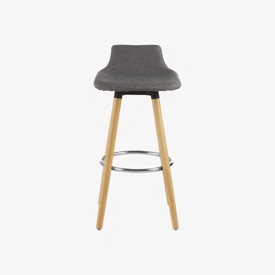 La Redoute Bar Stool in Grey Fabric with Beech Wood Legs
