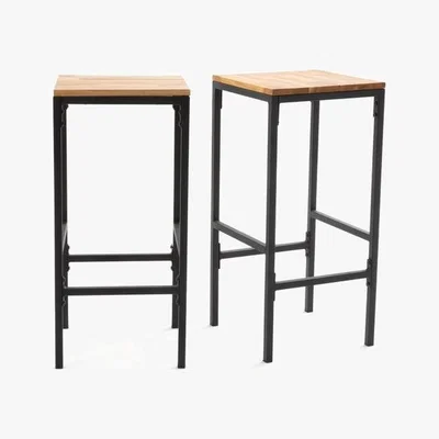 La Redoute Set of 2 Hiba Oak & Metal Bar Stools