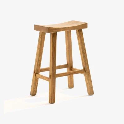 La Redoute Asayo Bar Stool in Solid Elm, H65 cm