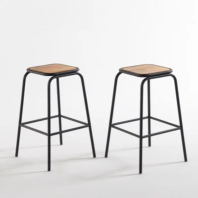 La Redoute Hiba Set of 2 Bar Stools, 65 cm