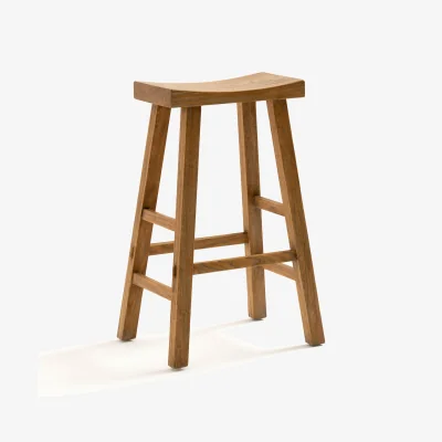 La Redoute Asayo Bar Stool in Solid Elm, H75 cm