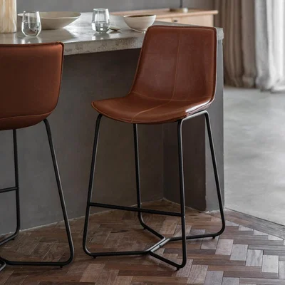 La Redoute Hines Industrial Faux Leather Bar Stools (Set of 2)