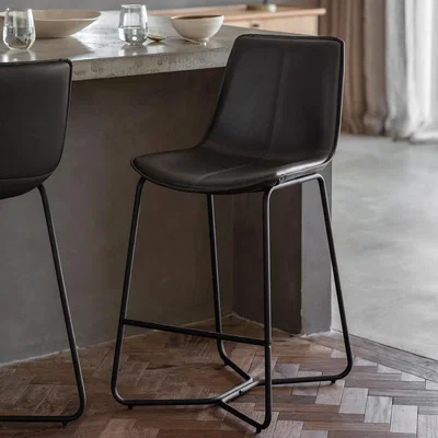 La Redoute Hines Industrial Faux Leather Bar Stools (Set of 2)