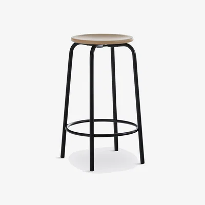 La Redoute Hiba 65cm High Metal & Beech Bar Stool