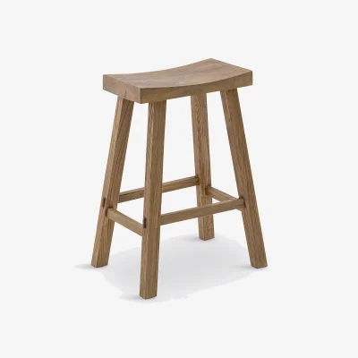 La Redoute Asayo Bar Stool in Solid Elm, H65 cm